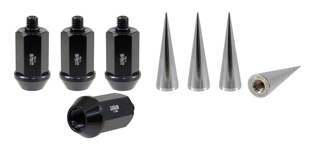 71620K309 – TRUE SPIKE Lug Nut, 7/16 Inch x 20 Thread Size 60 Degree Conical Acorn 1.53 Inch Overall Length Black Ste...